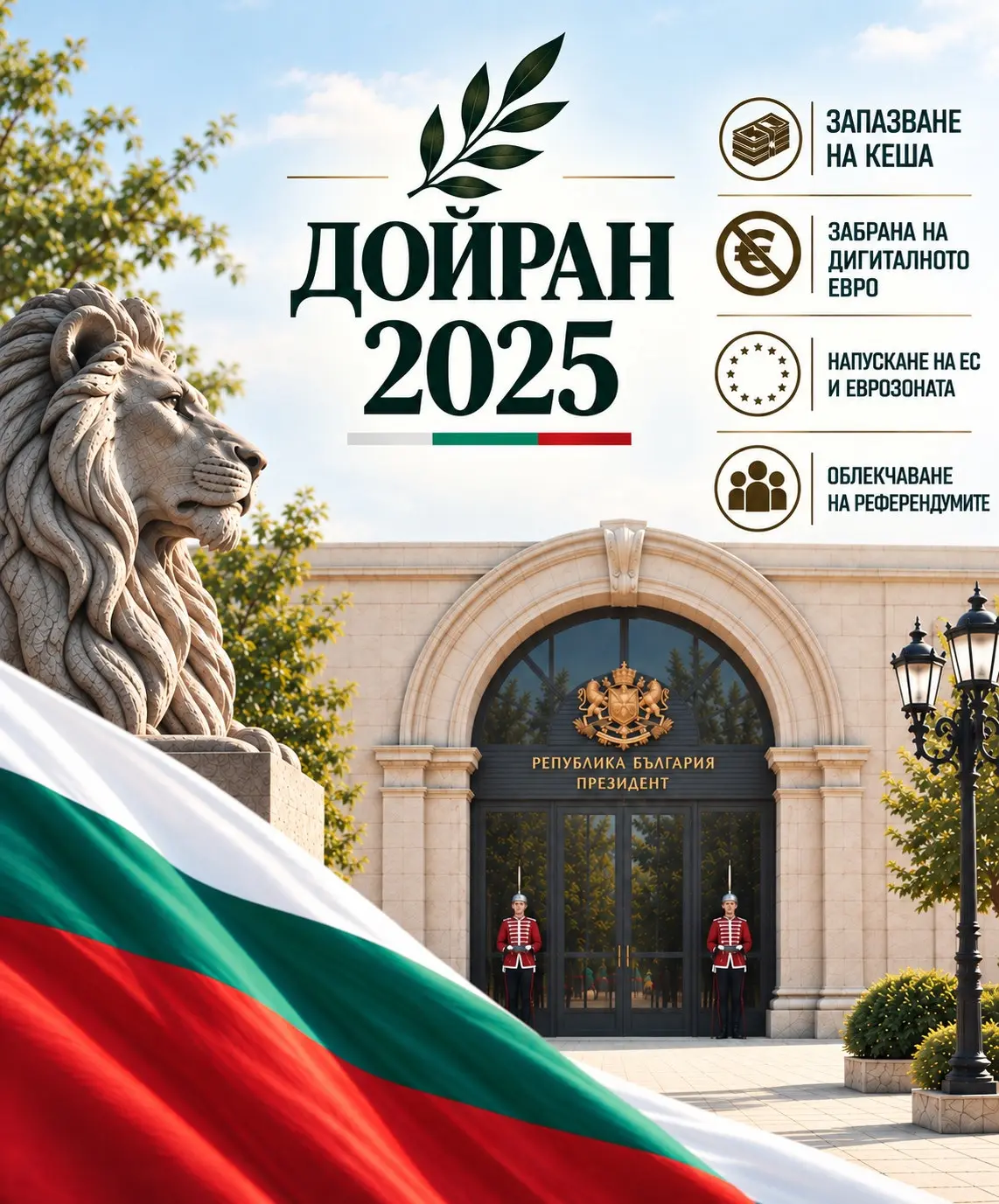 Дойран 2025 - референдум за запазване на кеша, забрана на дигиталното евро, напускане на ЕС и еврозоната, облекчаване на референдумите